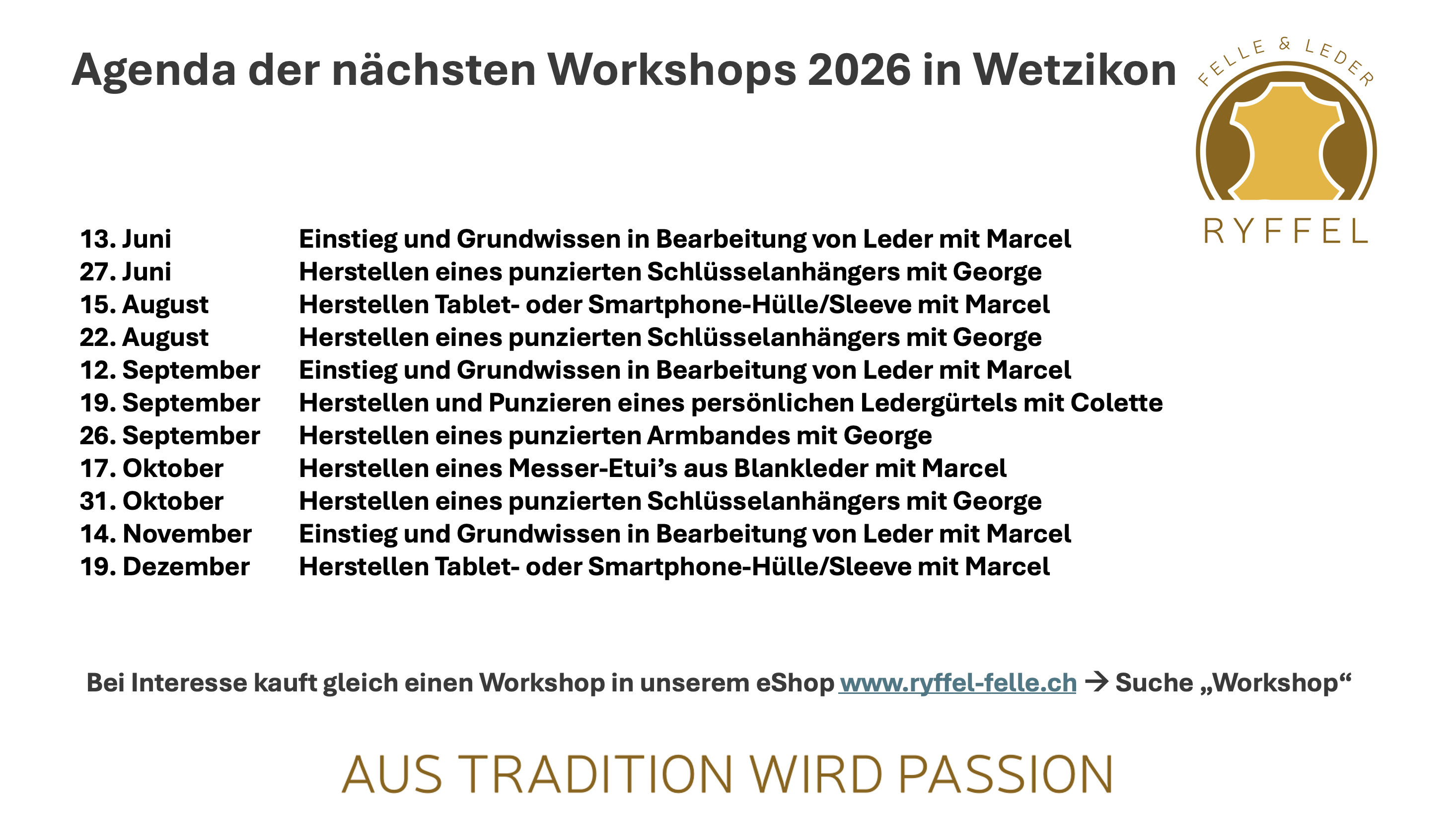 Sichern Sie sich noch heute einen Platz in einem unserer Workshop, suchen nach "Workshop" und legen den Kurs in den Warenkorb